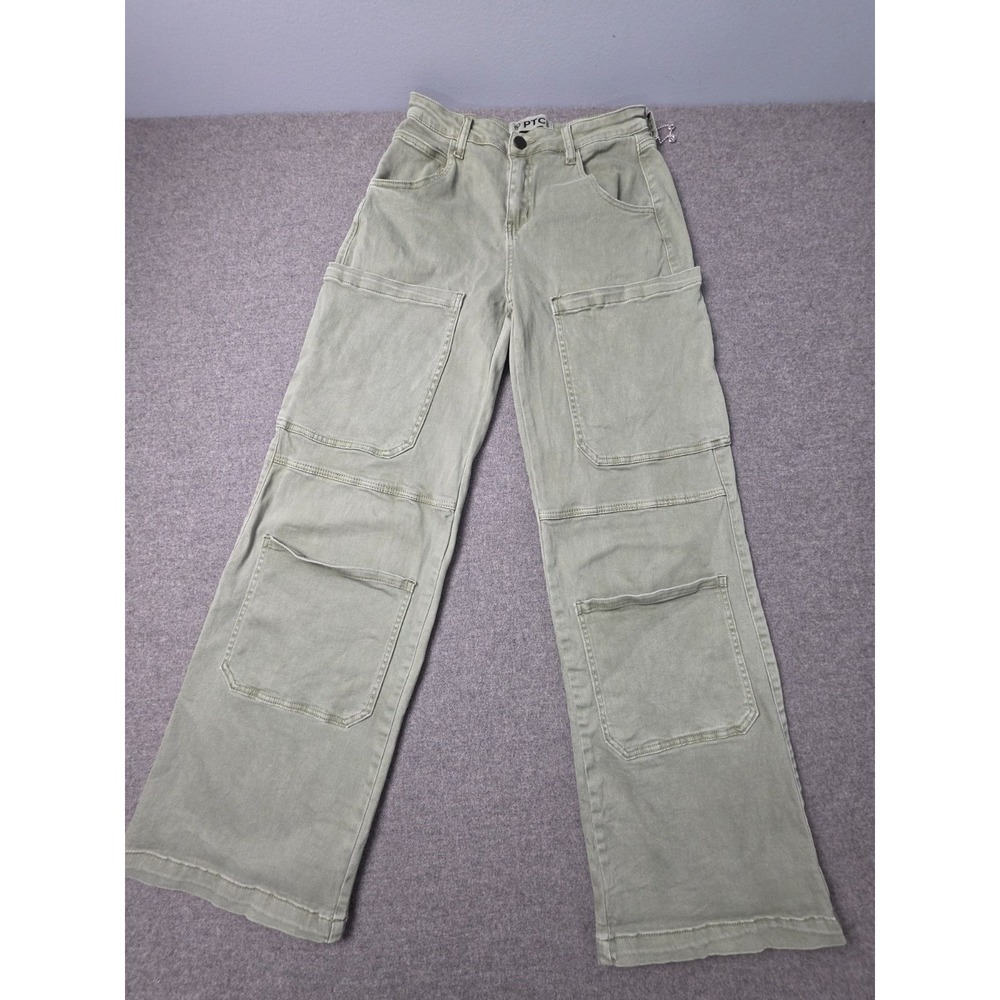 PTCL Ethical Brand Cargo Pants Womens 26 Green Relaxed-Fit Utility Wide Leg